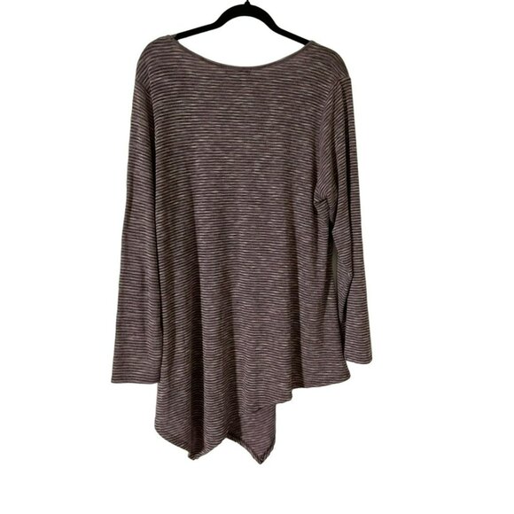 Dress Barn Tunic Top Size 2X Purple Stripe Long Sleeve Asymmetrical Knit NWT New - Picture 3 of 4